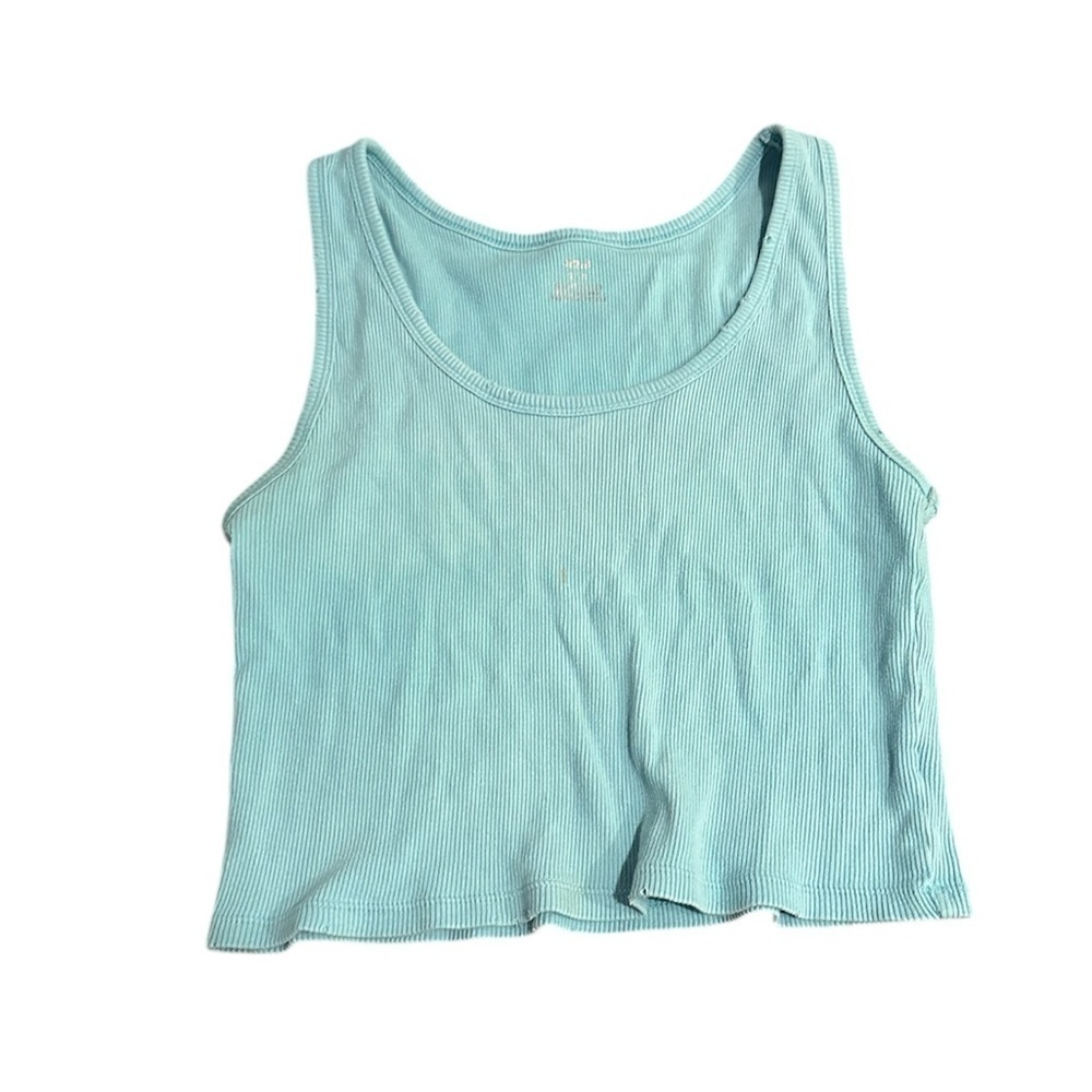 Aerie Teal Blue Ribbed Crop Tank Top Medium
